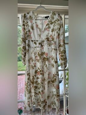 1. STATE Womens Size 10 Spring in Bloom Long Sleeve Floral‎ Midi Dress